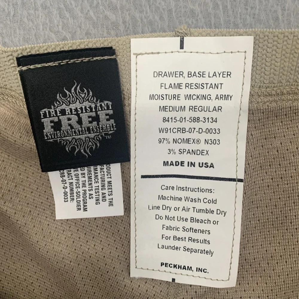 USGI Military Fire Resistant Nomex Flight Bottoms Base Layer Drawers‎ Tan Size M